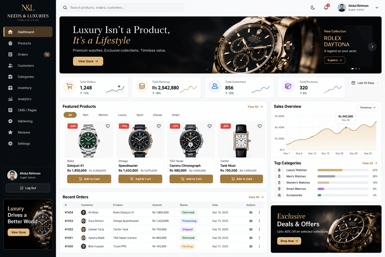 Needs & Luxuries product screenshot