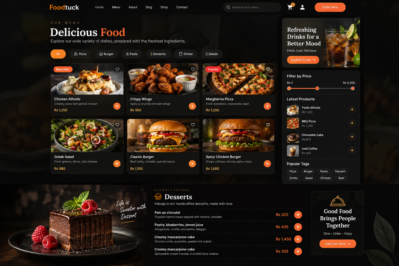 Foodtuck menu and shop