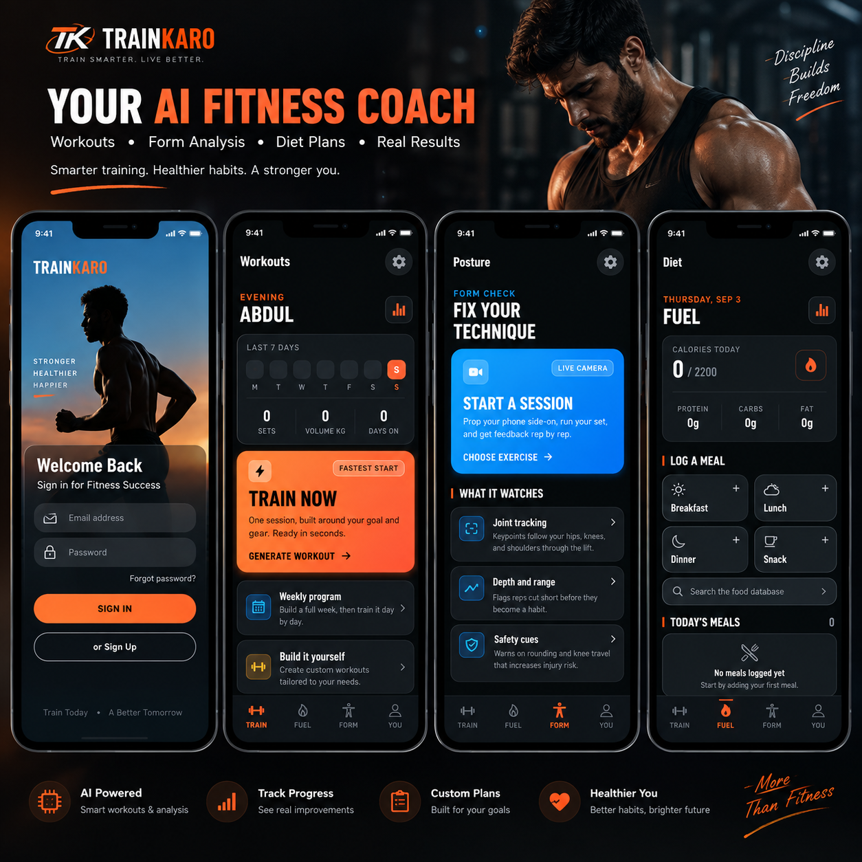 TrainKaro mobile app screens